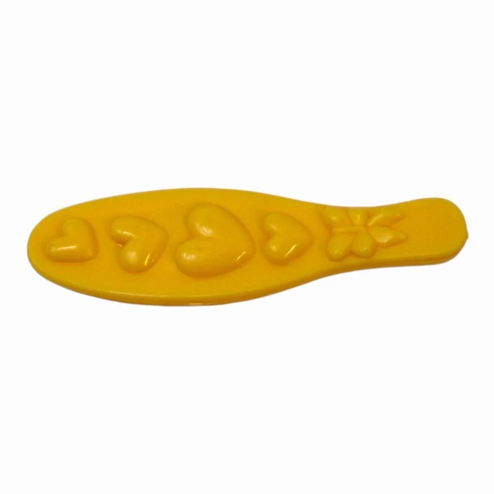 Vintage‎ Yellow Plastic Hairbrush with Heart Design 1